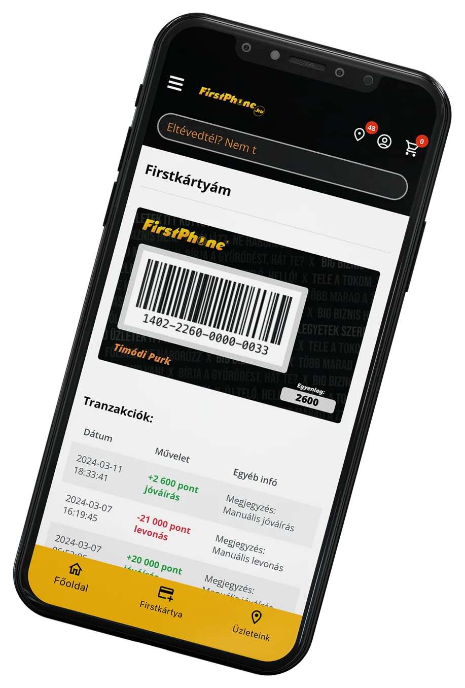 Firstkártya w FirstApp