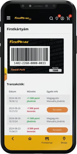 FirstApp: Firstkártya po rejestracji