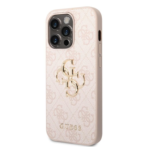 Apple iPhone 14 Pro Guess PU 4G Metal Logo etui (Różowy) - GUHCP14X4GMGPI