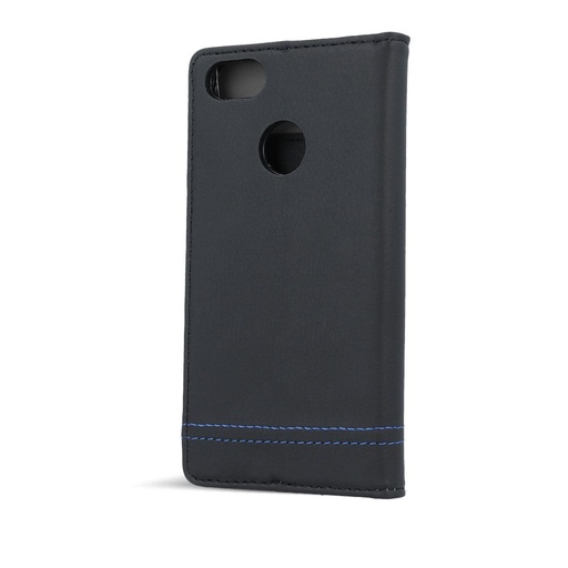 Huawei P9 Lite 2017 smart focus magnetyczny etui z klapką, czarny - niebieski z nicią