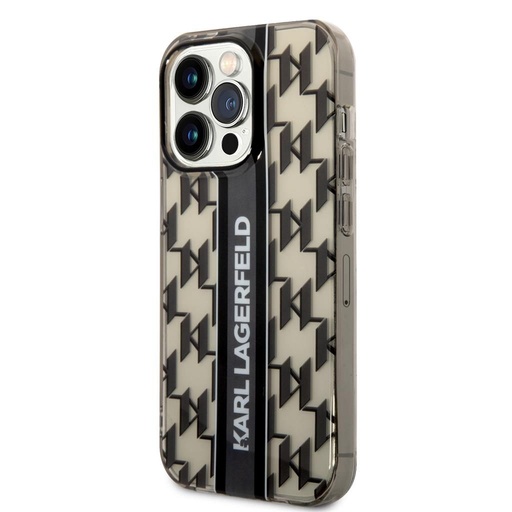Apple iPhone 14 Pro Karl Lagerfeld Monogram Vertical Stripe etui (Czarny) – KLHCP14LHKLSPCK