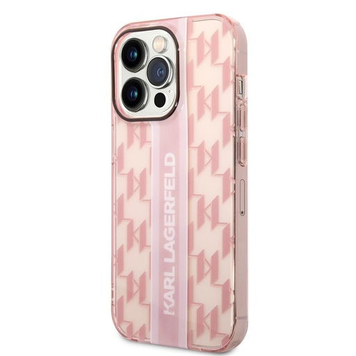 Apple iPhone 14 Pro Karl Lagerfeld Monogram Vertical Stripe etui (Różowy) – KLHCP14LHKLSPCP