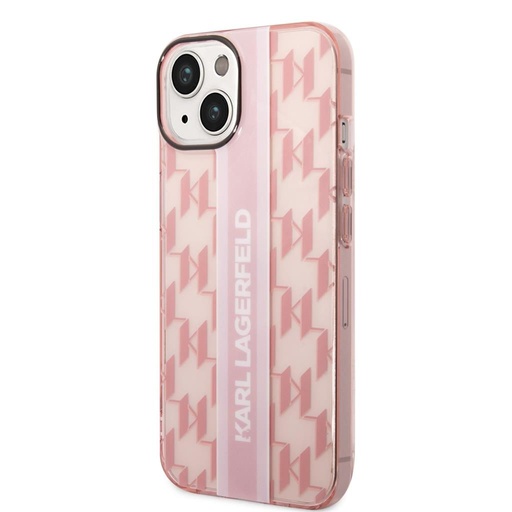 Apple iPhone 14 Karl Lagerfeld Monogram Vertical Stripe etui (Różowy) – KLHCP14SHKLSPCP