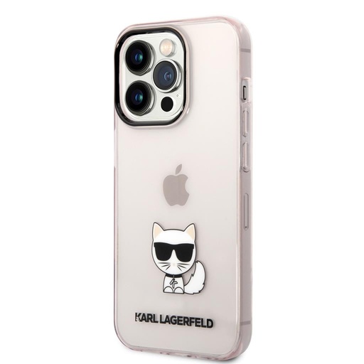 Apple iPhone 14 Pro Max (Różowy) Karl Lagerfeld Choupette Logo etui - KLHCP14XCTTRI
