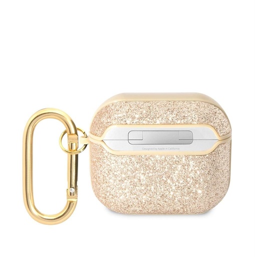AirPods 3 Guess Glitter Flakes Metal Logo etui (Złoty) - GUA3HGGSHD