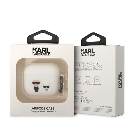 AirPods 3 Karl Lagerfeld & Choupette etui (Biały) – KLACA3SILKCW