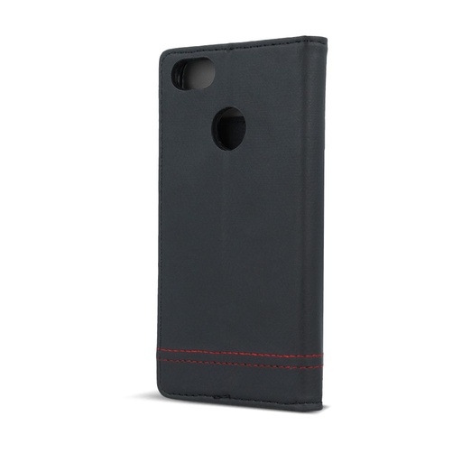 Huawei P10 Lite smart focus magnetyczny etui z klapką, czarny - czerwony z nicią