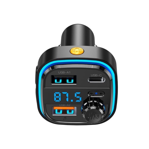 XO BCC08 FM transmitter, bluetooth, USB-C port, 3.1A, pendrive bement czarny