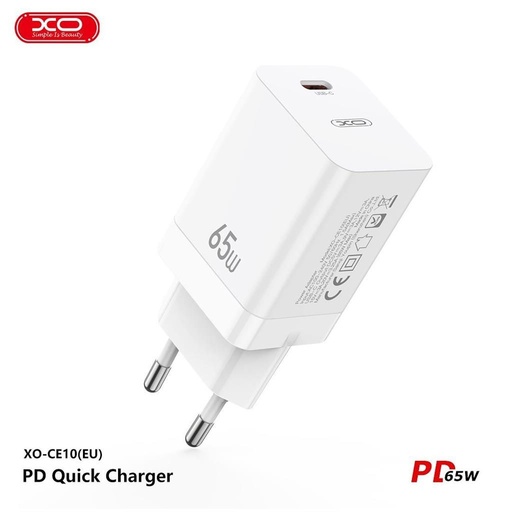 XO CE10 PD 65W szybka ładowarka (Biały) – USB-C złącze
