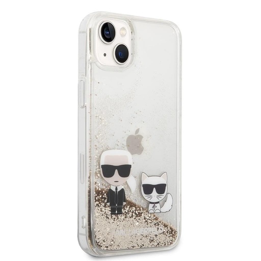 Apple iPhone 14 Plus Karl Lagerfeld Liquid Glitter Karl and Choupette etui (Złoty) – KLHCP14MGKCD