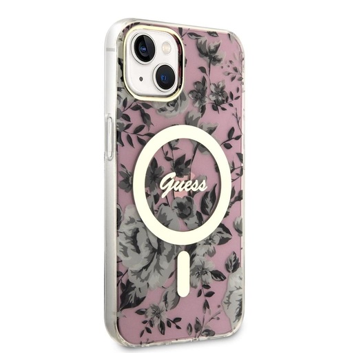 Apple iPhone 13 Guess Flowers IML MagSafe etui (Różowy) - GUHMP13MHCFWSP