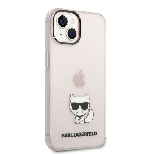 Apple iPhone 14 (Różowy) Karl Lagerfeld Choupette Logo etui - KLHCP14SCTTRI