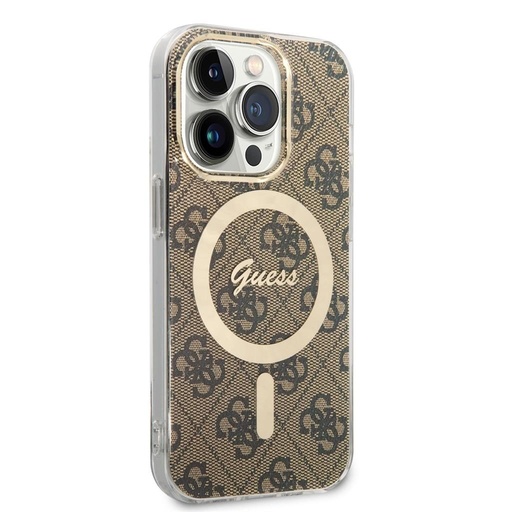 Apple iPhone 14 Pro Guess 4G IML MagSafe etui (Brązowy) - GUHMP14LH4STW
