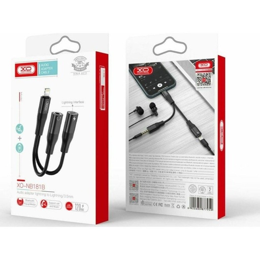 XO NB181B audio adapter (Czarny) – Lightning–3,5 mm + Lightning, Bluetooth transmisyjny z funkcją