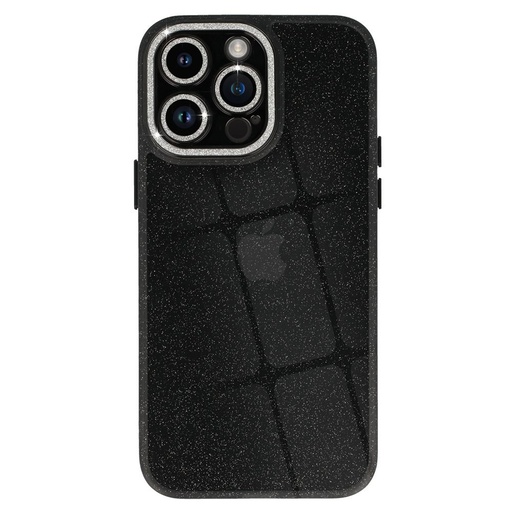 Apple iPhone 12 liquid glitter camera etui na plecki (Czarny)