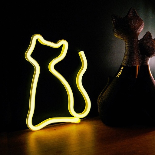 Forever Cat FLNEO3 meleg na biało świecący macska w kształcie LED lampa,3 db AA elemmel vagy USB ze złączem obsługiwany biały