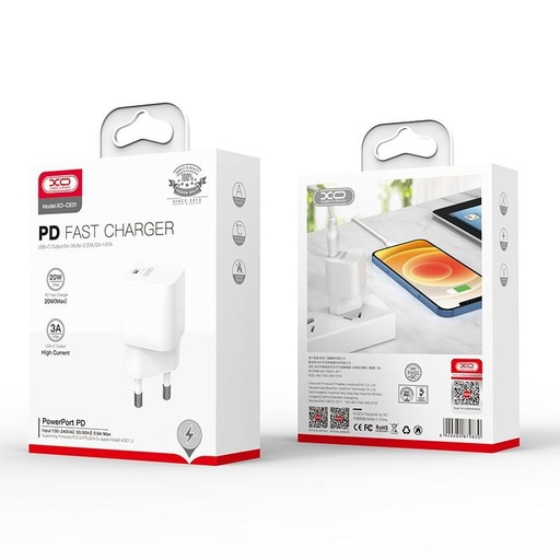 XO CE01 PD 20W szybka ładowarka (Biały) – USB-C złącze