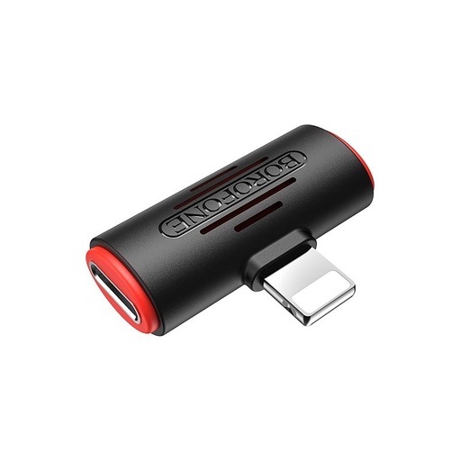 Borofone BV6 lightning rozdzielacz (lightning audio+lightning ładowarka port), czarny