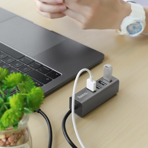 Hoco HB1 HUB, USB-C - 4 USB, metaliczny szary