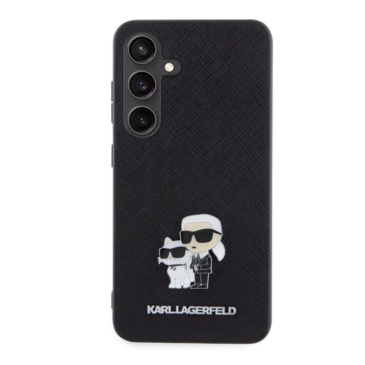 Samsung Galaxy S24 Karl Lagerfeld PU Saffiano Metal Karl and Choupette etui (Czarny) – KLHCS24SPSAKCMPK