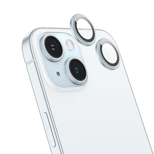 Apple iPhone 15 Pro / iPhone 15 Pro Max Hoco crystal przezroczysty metal osłona aparatu szkło hartowane niebieski