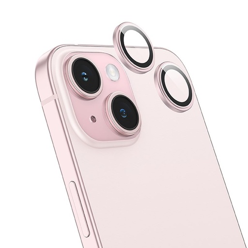 Apple iPhone 15 Pro / iPhone 15 Pro Max Hoco crystal przezroczysty metal osłona aparatu szkło hartowane różowy