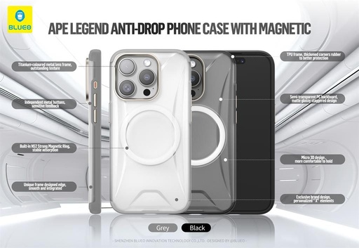 Apple iPhone 15 Pro Max BLUEO APE Legend anti drop magsafe etui na plecki (Czarny)