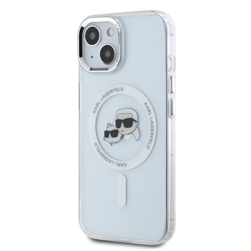 Apple iPhone 15 Karl Lagerfeld IML K&CH Heads Metal Frame MagSafe etui (Przezroczysty) – KLHMP15SHLSKCH