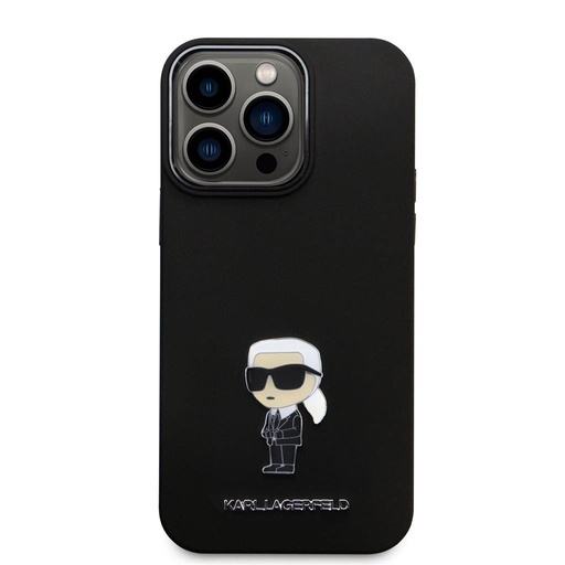 Apple iPhone 15 Pro Max Czarny Karl Lagerfeld Liquid Silicone Metal Ikoniczny etui (Czarny) – KLHCP15XSMHKNPK