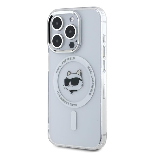 Apple iPhone 15 Pro Karl Lagerfeld IML Choupette Head Metal Frame MagSafe etui (Przezroczysty) – KLHMP15LHLSCHH