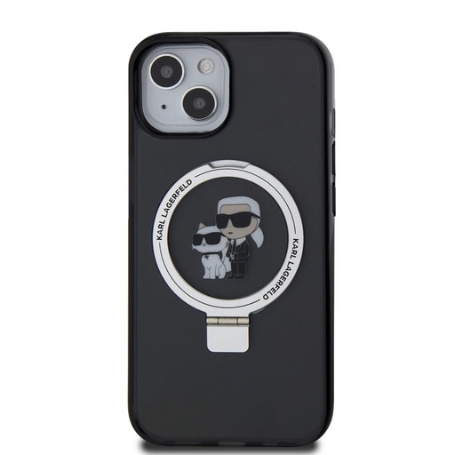 Apple iPhone 15 Karl Lagerfeld Ringstand Karl and Choupette MagSafe etui (Czarny) – KLHMP15SHMRSKCK