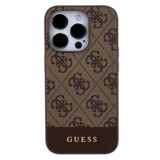 Apple iPhone 15 Pro Guess PU 4G Stripe MagSafe etui (Brązowy) - GUHMP15LG4GLBR