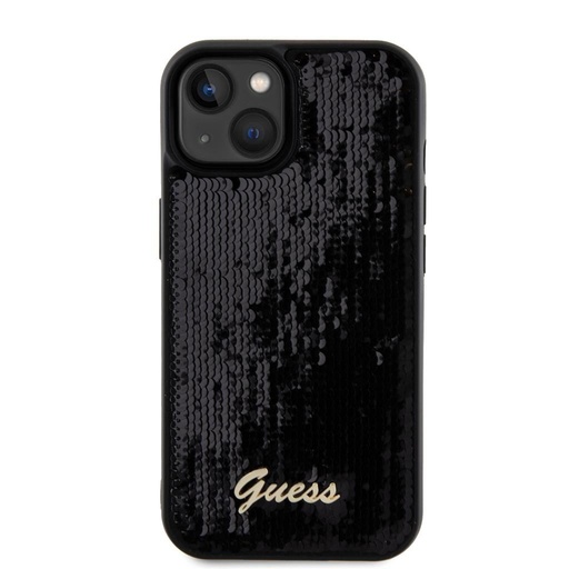 Apple iPhone 15 Guess Sequin Script Logo etui (Czarny) - GUHCP15SPSFDGSK