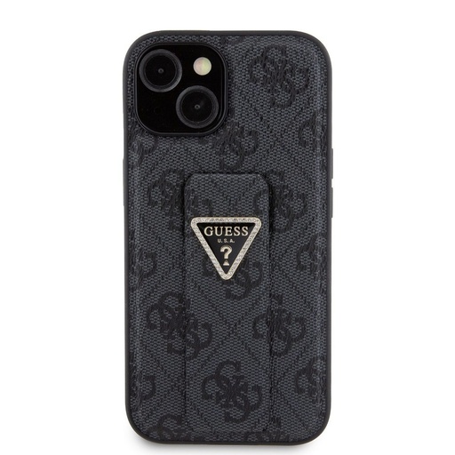 Apple iPhone 15 Guess PU Grip Stand Strass Triangle etui (Czarny) - GUHCP15SPGS4TDK