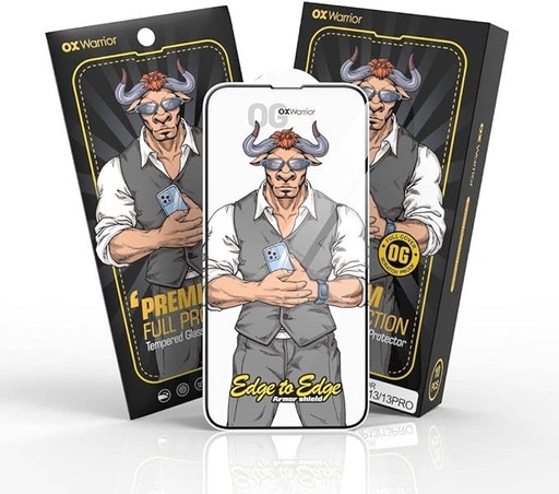 Apple iPhone 12 / iPhone 12 Pro OX Warrior Mr. Boxer elastyczny anti statyczny wytrzymały szkło hartowane Przezroczysty Czarny Ramka