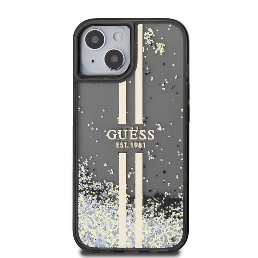 Apple iPhone 15 Guess Liquid Glitter Złoty Stripe etui (Czarny) - GUHCP15SLFCSEGK