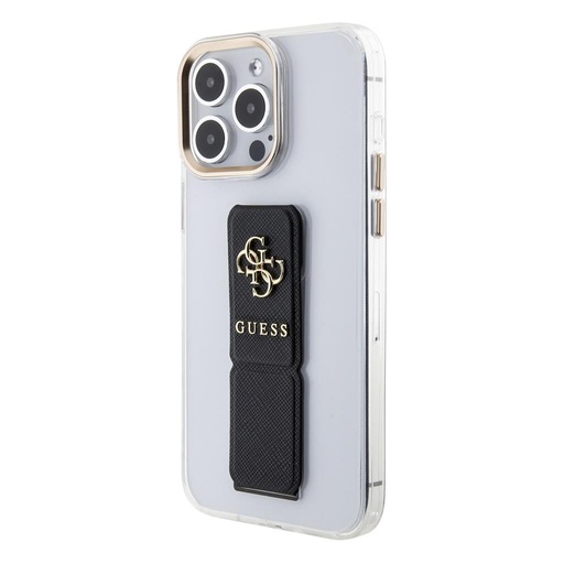 Apple iPhone 15 Pro Guess PU Grip Stand 4G Metal Logo etui (Czarny) - GUHCP15LHGSSA4K