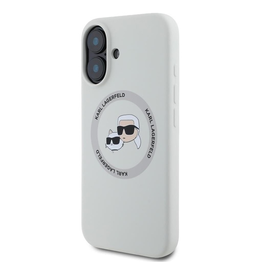 Apple iPhone 16 Karl Lagerfeld Liquid Silicone K&CH Heads MagSafe etui (Beżowy) – KLHMP16SSKCHTCE