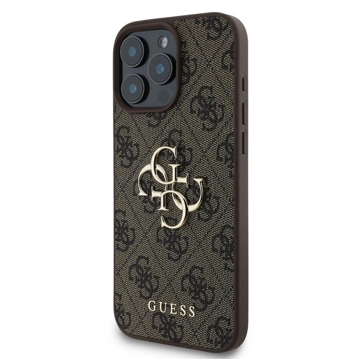 Apple iPhone 16 Pro Guess PU 4G Metal Logo etui (Brązowy) - GUHCP16L4GMGBR
