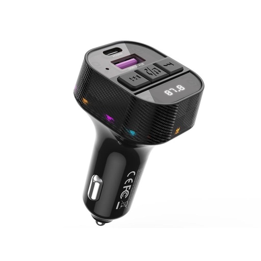 XO BCC17 FM transmitter 30W samochodowy ładowarka USB-C z kablem(Czarny)