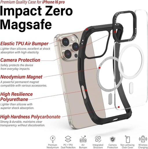 Apple iPhone 16 Plus MOLAN CANO HN7 Magsafe wytrzymały etui na plecki (Czarny)