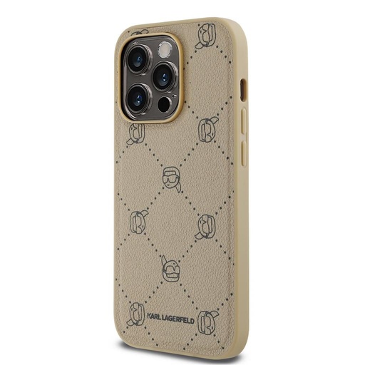 Apple iPhone 14 Pro Max Karl Lagerfeld PU Karl Heads Pattern MagSafe etui (Beżowy) – KLHMP14XPGKHPHE