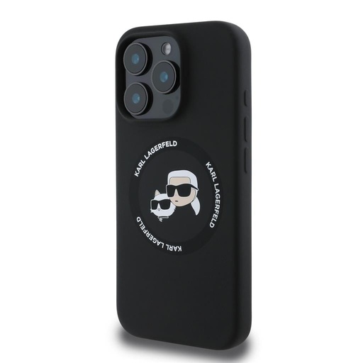 Apple iPhone 16 Pro Max Karl Lagerfeld Liquid Silicone K&CH Heads MagSafe etui (Czarny) – KLHMP16XSKCHTCK