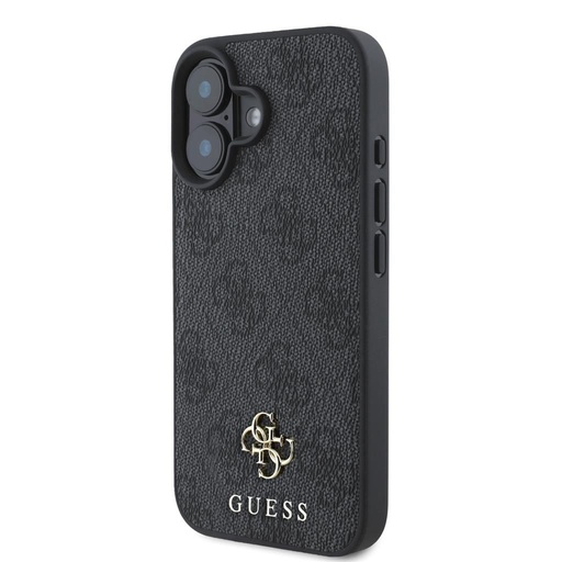 Apple iPhone 16 Guess PU 4G Small Metal Logo MagSafe etui (Szary) - GUHMP16SP4SM4MK