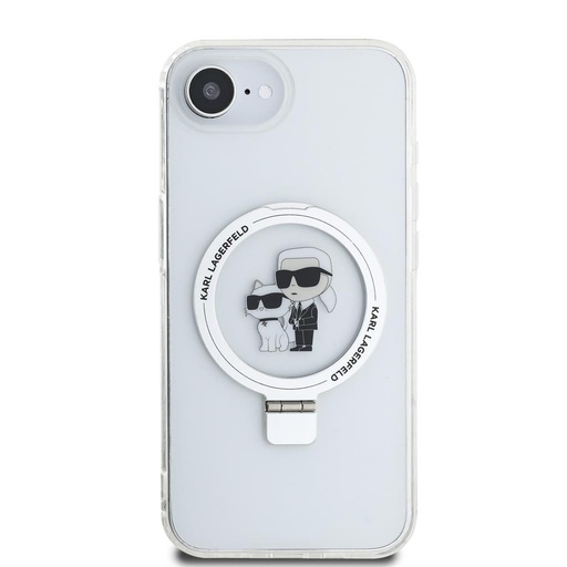 Apple iPhone 16e Karl Lagerfeld Ringstand Karl and Choupette MagSafe etui (Biały) – KLHMPSE4HMRSKCH