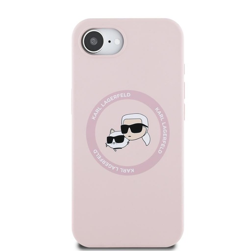 Apple iPhone 16e Karl Lagerfeld Liquid Silicone K&CH Heads MagSafe etui (Różowy) – KLHMPSE4SKCHTCP
