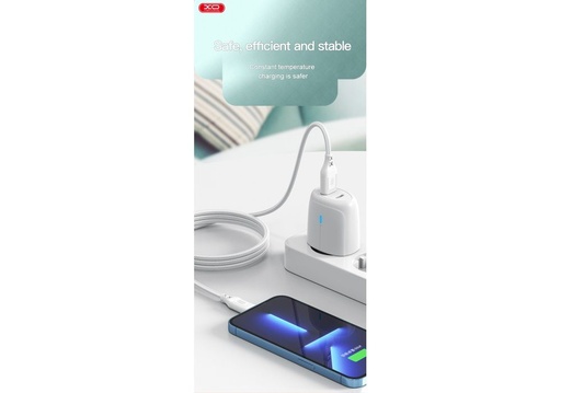 XO NB-Q236A pleciony USB-C–Lightning kabel do transmisji danych (Biały) – 27W