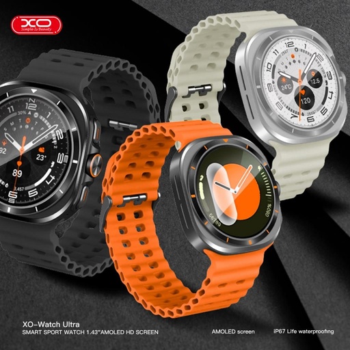 XO Watch Ultra AMOLED smartwatch (Czarny) – zegarek sportowy, odbieranie połączeń, duży o jasności ekran