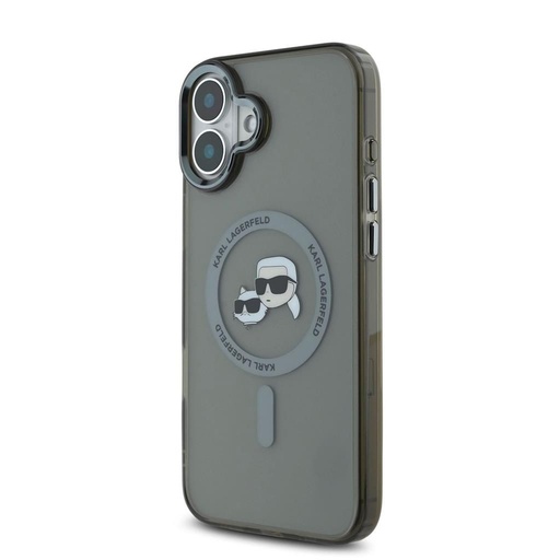 Apple iPhone 16 Karl Lagerfeld IML K&CH Heads Metal Frame MagSafe etui (Czarny) - KLHMP16SHLSKCK