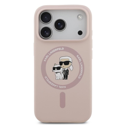 Karl Lagerfeld Liquid Silicone Karl and Choupette MagSafe etui iPhone 17 Pro (Różowy) - KLHMP17LSCMKCRHP